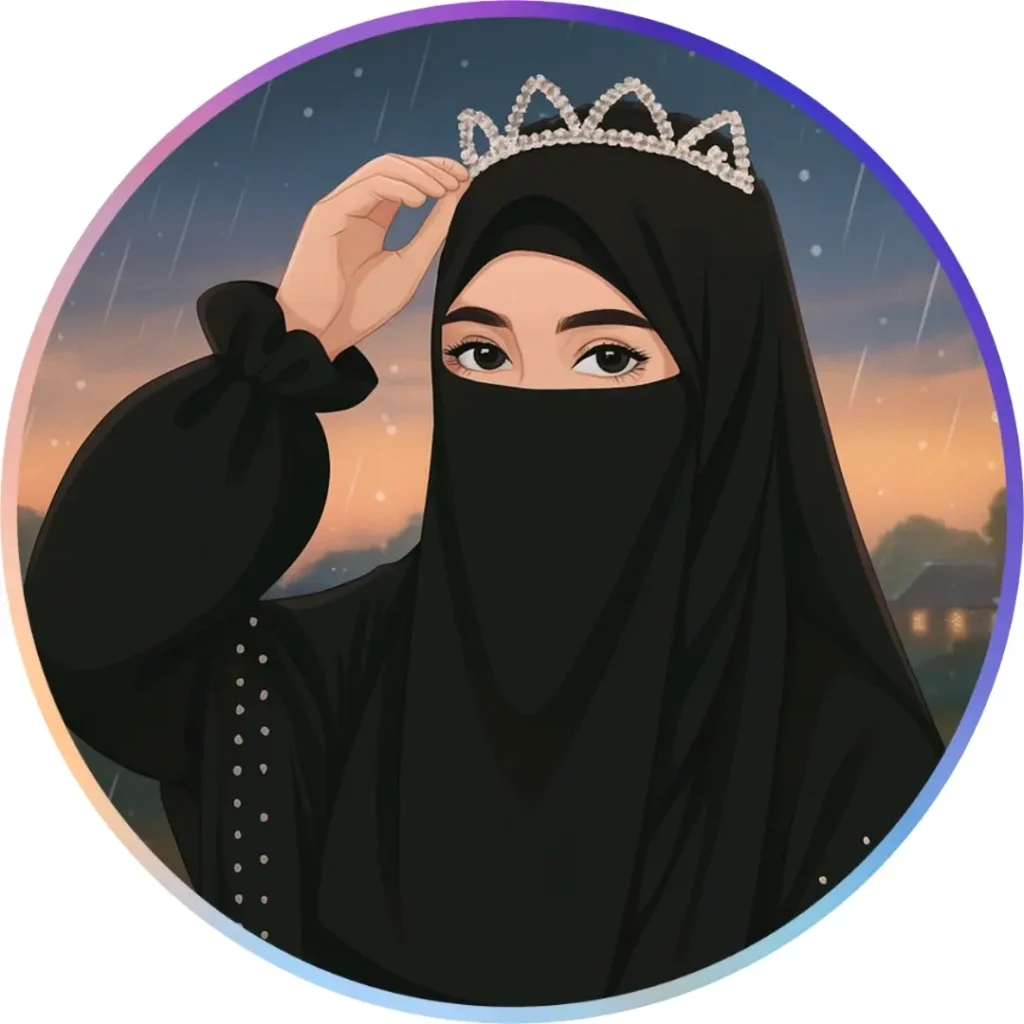 কালো বোরকা পরা প্রোফাইল পিক কার্টুন