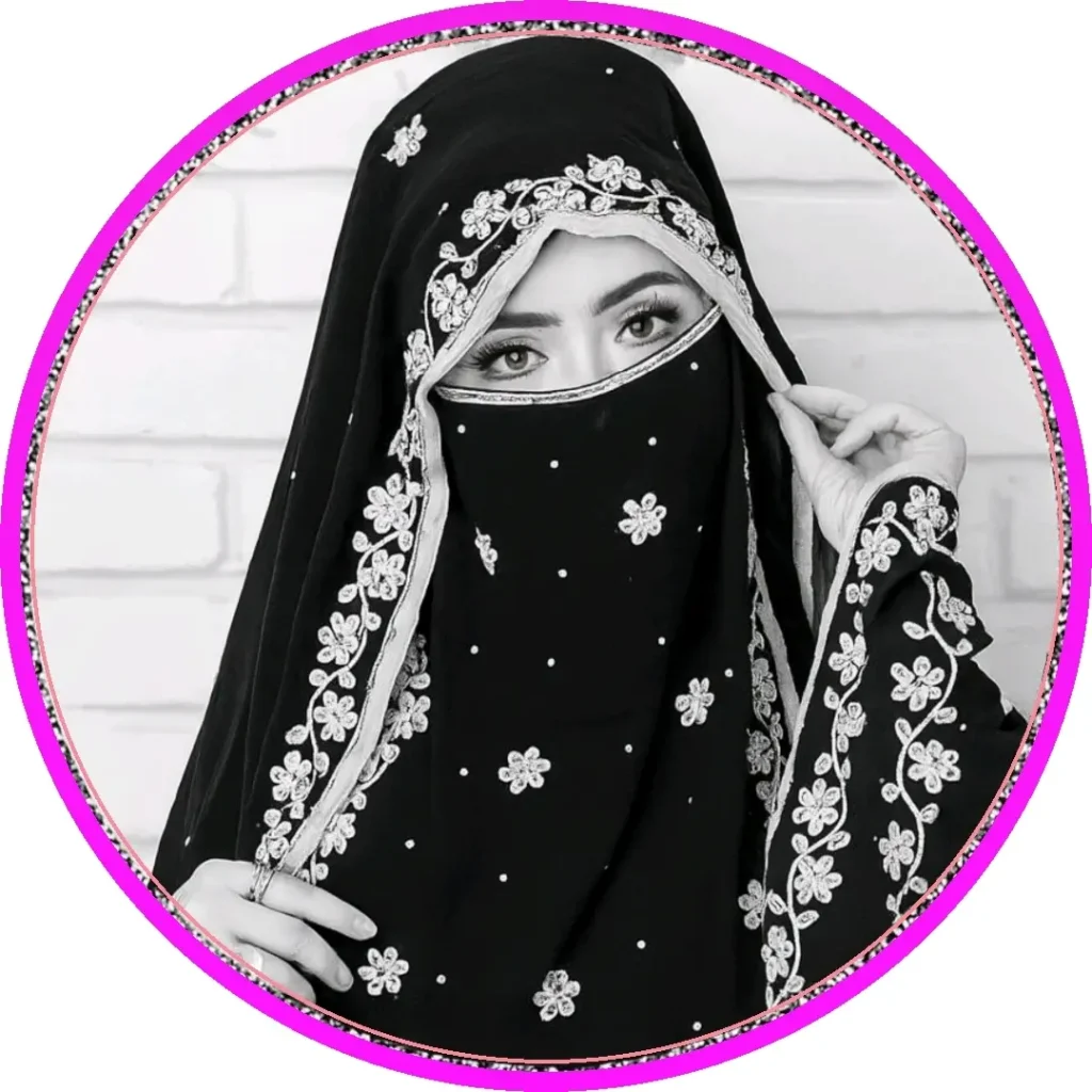 কালো বোরকা পরা প্রোফাইল পিক সাদা কালো। 