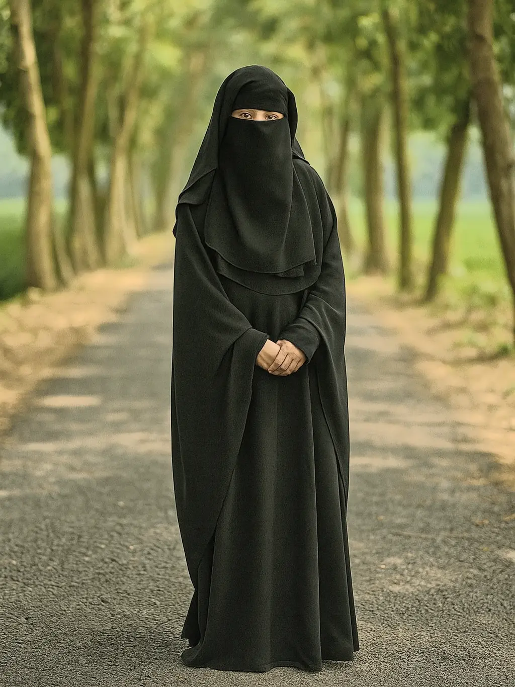 বোরকা পরা পিক গ্রামের মেয়ে।